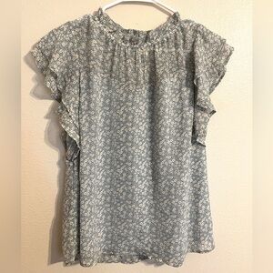 Monteau Blue Floral Blouse Medium